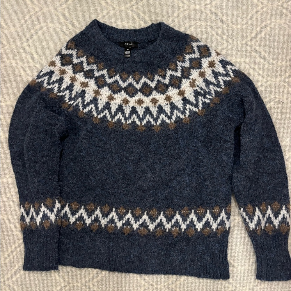Aqua Patterned Sweater - image 1